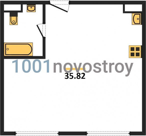 Студия 35.82 м²